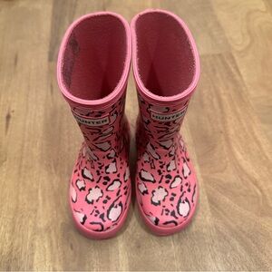 Hunter Kids size 7 Pink Animal Print Rain Boots